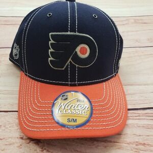 NEW Philadelphia Flyers Fitted Hat Cap Mens S/M Black Orange‎ NHL Hockey Reebok
